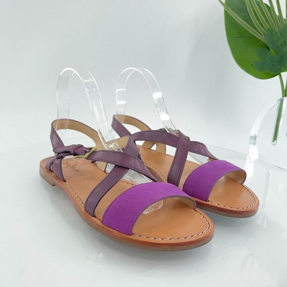 Cole Haan Women Minetta Sandal Size 8 Purple Cross Strap Slingback Flat Leather - Picture 4 of 13